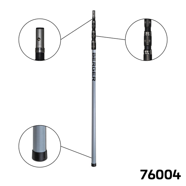 BERGER ArboRapid Ultra Light 390 | 76003 | Grey/Black | 3-part extendable telescopic pole, 2 carbon and 1 glass fiber outer tube "GFK" (Ø 30 - 34 - 38 mm) | Length 1.45 - 3.96 m 